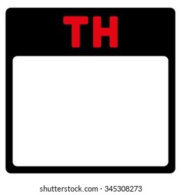 Thursday vector icon. Style is bicolor flat symbol, intensive red and black colors, rounded angles, white background.