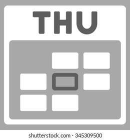 Thursday vector icon. Style is bicolor flat symbol, dark gray and white colors, rounded angles, silver background.