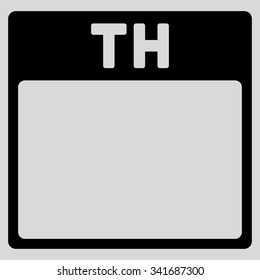 Thursday vector icon. Style is flat symbol, black color, rounded angles, light gray background.
