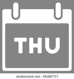 Thursday vector icon. Style is flat symbol, white color, rounded angles, gray background.