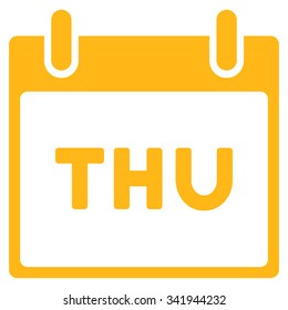 Thursday vector icon. Style is flat symbol, yellow color, rounded angles, white background.