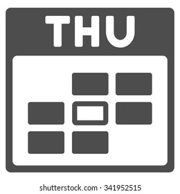 Thursday vector icon. Style is flat symbol, gray color, rounded angles, white background.