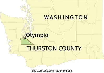 Thurston County and City of Olympia in Washington State Map