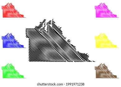 Thurston County, State of Washington (U.S. county, United States of America) map vector illustration, scribble sketch Thurston map
