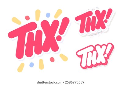 Thx Handwritten Vector Lettering Set. Three design variations.