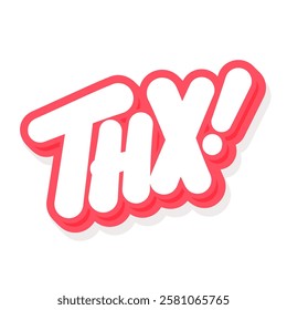 Thx Handwritten Vector Typography Sticker Design.