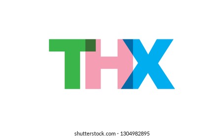 THX, thank you phrase overlap color. Concept of simple text for typography poster, sticker design, apparel print, greeting card or postcard. Vector illustration