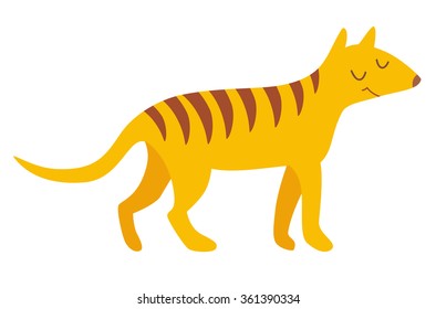 Thylacine. Vector illustration, isolate on white  background