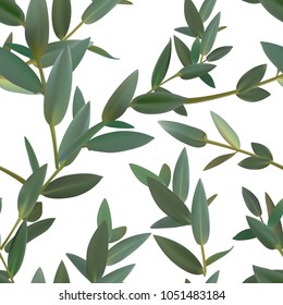 Thyme leaf green seamless pattern Vector isolated set of leaves for the design Branch of plants 