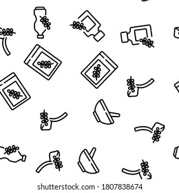 Thyme Plant Product Vector Seamless Pattern Thin Line Illustration