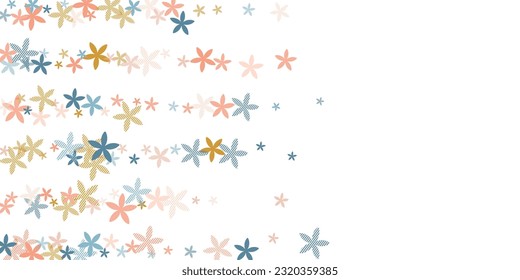 Thyme rustic flowers vector design. Small field floral shapes scattered. Mother's Day pattern. Sweet flowers Thyme simple blossom. Summer daisies.