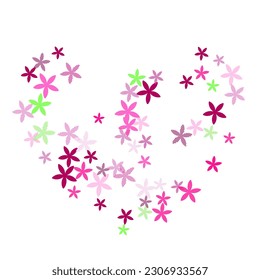 Thyme simplistic flowers vector illustration. Gentle garden blossom shapes isolated. Women's Day background. Flat flowers Thyme rustic blossom. Tabby petals.