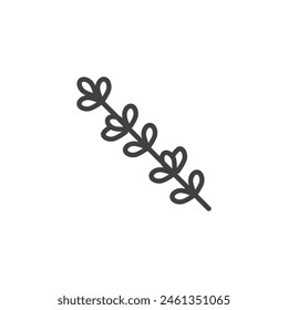 Thyme sprig line icon. linear style sign for mobile concept and web design. Thyme leaves outline vector icon. Symbol, logo illustration. Vector graphics