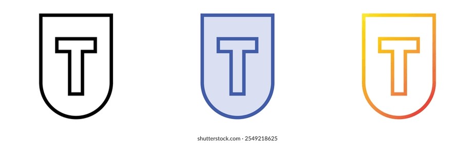 Thymin-Symbol. Lineares, blaues Füllungs- und Farbverlauf-Design einzeln auf weißem Hintergrund