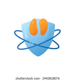 Icono plano del timo. Órgano linfoide. Concepto de sistema inmune. Inmunología. Sistema de defensa corporal. Salud, inmunidad, prevención de enfermedades. 3.ª ilustración vectorial