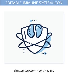 Thymus line icon. Lymphoid organ. Immune system concept. Immunology. Body defence system. Health, immunity, disease prevention. Isolated vector illustration. Editable stroke
