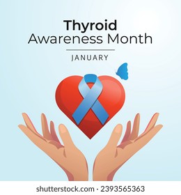 Thyroid Awareness Month design template good for celebration usage. blue ribbon vector design. vector eps 10. banner template.