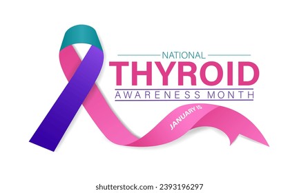 Thyroid awareness month is every year in  January. Banner, Holiday, poster, card and background design Template.
