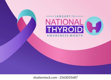 Thyroid Awareness Month is every year in January. Banner, Ribbon, Poster, Card, and Background Design Template.