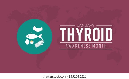 Monat der Schilddrüsenerkennung, der jedes Jahr im Januar beobachtet wird. Gesundheitswesen Medical Awareness Konzept. Vektorvorlage für Banner, Grußkarte, Poster mit Hintergrund.