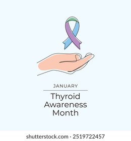 Thyroid Awareness Month vector design template good for celebration usage. Thyroid Awareness Month design. Vector ribbon. continuous line drawing. eps 10.
