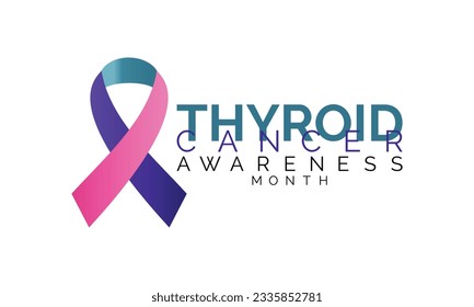 thyroid cancer awareness month september. Calligraphy Poster Design. Realistic Teal and Pink and Blue Ribbon. September is Cancer Awareness Month.