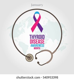 Thyroid Disease awareness Month in January. Vector Illustration