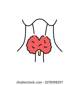 Thyroid Disorder Color Line Icon. Human Diseases. Pictogram For Web Page, Mobile App, Promo.