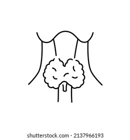 Thyroid disorder color line icon. Human diseases. Pictogram for web page, mobile app, promo.