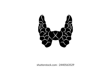 Thyroid emblem, black isolated silhouette