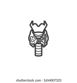 Thyroid gland Cancer line icon. linear style sign for mobile concept and web design. Thyroid melanoma outline vector icon. Symbol, logo illustration. Vector graphics