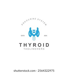 Thyroid Gland human Endocrine System structure logo thyroid care simple template design