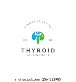 Thyroid Gland human Endocrine System structure logo thyroid care simple template design