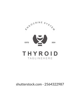 Thyroid Gland human Endocrine System structure logo thyroid care simple template design