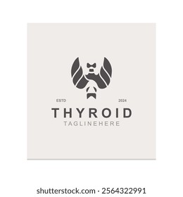 Thyroid Gland human Endocrine System structure logo thyroid care simple template design