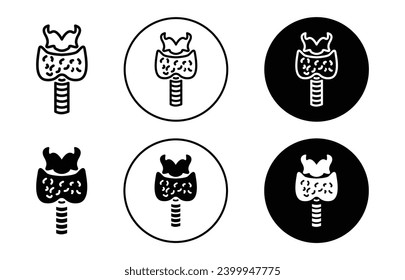 Thyroid gland icon. human throat gland disorder or tumor larynx due to swollen logo vector set. parathyroid endocrine thyroid gland anatomy symbol. thyroid cancer sign