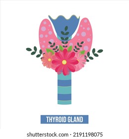 Thyroid gland isolated on white background. Flat vector illustration
