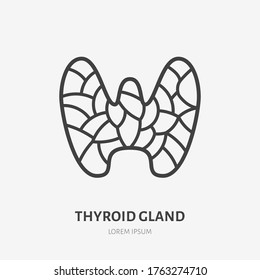 Thyroid gland line icon, vector pictogram of human internal organ. Anatomy illustration, sign for medical, endocrinologist clinic.