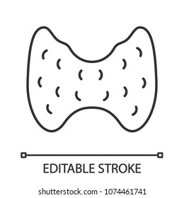 Thyroid gland linear icon. Thin line illustration. Endocrine gland. Contour symbol. Vector isolated outline drawing. Editable stroke