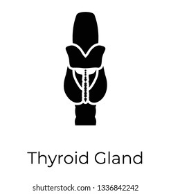 Thyroid Gland, located near the base of the neck, vector icon, 