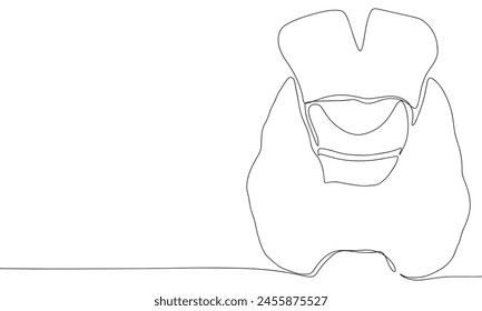 Thyroid gland one line continuous. Line art thyroid gland. Hand drawn vector art.