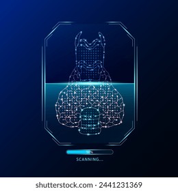 Thyroid gland scanning radar screen. Medical technology health care. Digital interface system MRI scan analysis of human organ. Science concept. Vector EPS10.