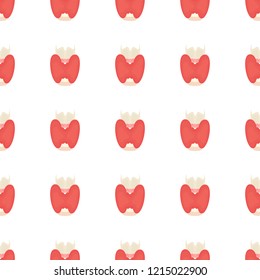 Thyroid gland seamless pattern on white background. Human body organs anatomy icon. Thyroid diagram scheme sign. Medical concept. Isolated vector illustration.