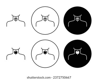 Thyroid gland sign icon set. Parathyroid disorder vector symbol. Endocrine hypothyroidism in black filled style. Suitable for apps and websites UI designs.