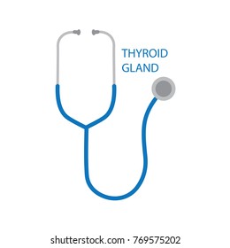 thyroid gland text and stethoscope icon- vector illustration