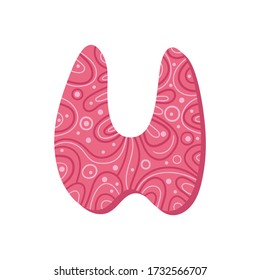 Thyroid Gland Vector Illustration. Endocrine System Icon Isolated On White Background. Medicals Concept. Thyroiditis Diseases Symbol.