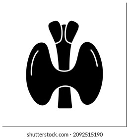 Thyroid glyph icon. Endocrine glands in neck. Healthcare. Medical treatment. Body parts. Human internal organs concept.Filled flat sign. Isolated silhouette vector illustration