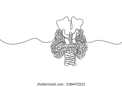 Thyroid Hand drawn icon continuous line drawing. Human organs Creative abstract art background Trendy concept One single line design. Outline simple image black and white color Vector illustration