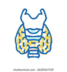 vetor de esboço de ícone de doodle de órgão humano da tireoide. sinal de órgão humano da tireoide.