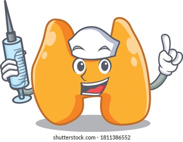 Diseño de mascota humilde de enfermeras tiroideas con una jeringa